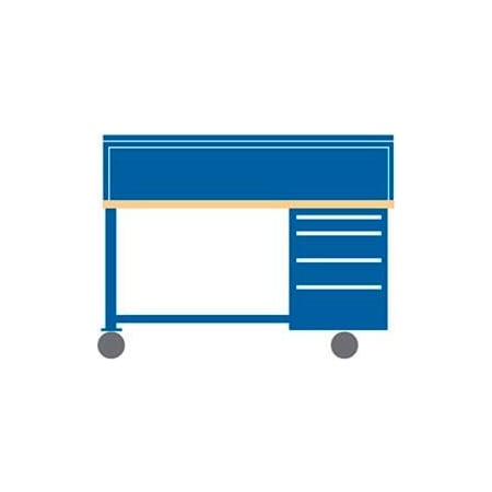 Lista International 72x30x50.75 Cabinet & Leg mobile workbench w/4 drawers, stat. riser shelf/butcher block top WB2202-BTS7230-BB